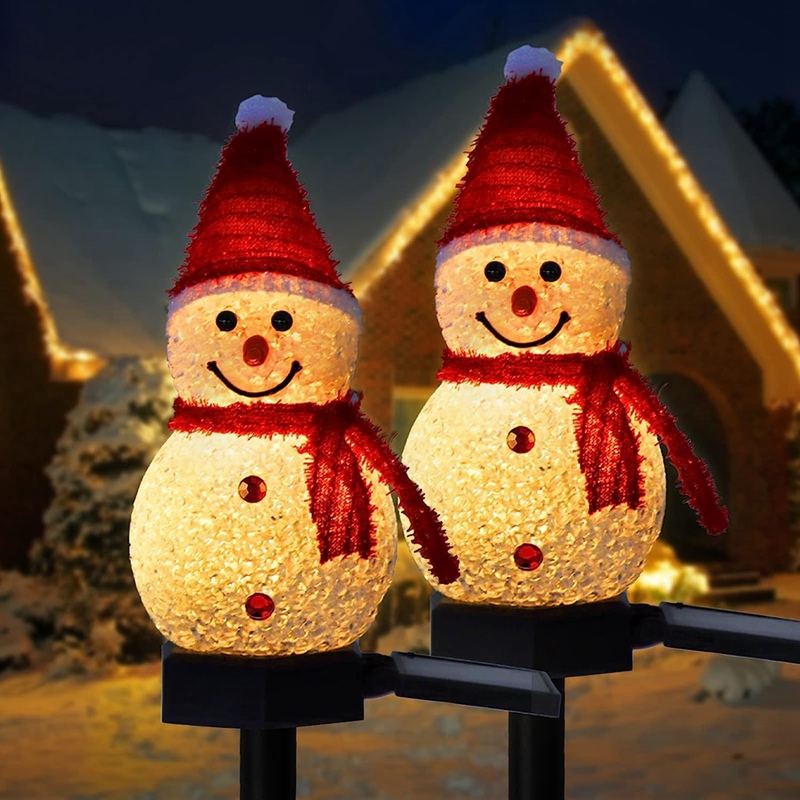 Outdoor Yard Power Stake - LED Snowman Solar Garden Light Outdoor