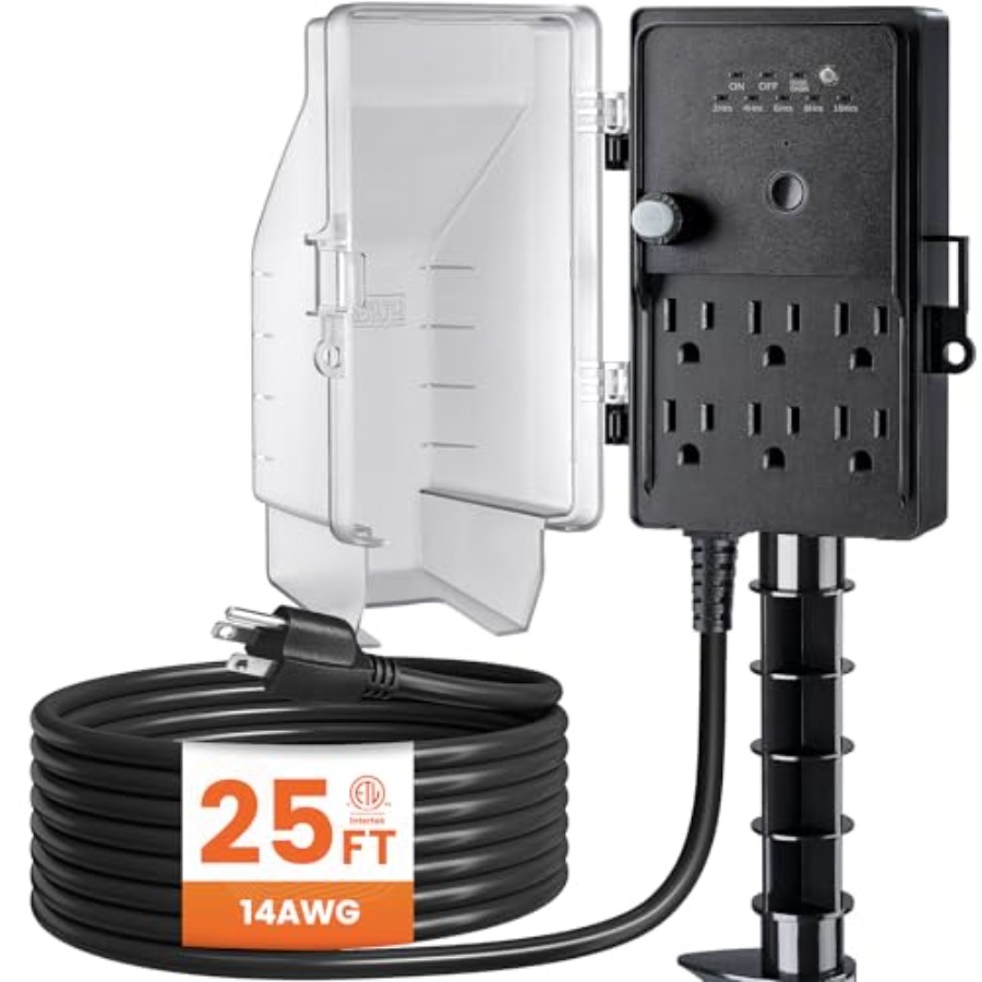 Outdoor Power With Timer - Outdoor Power Stake Dusk to Dawn