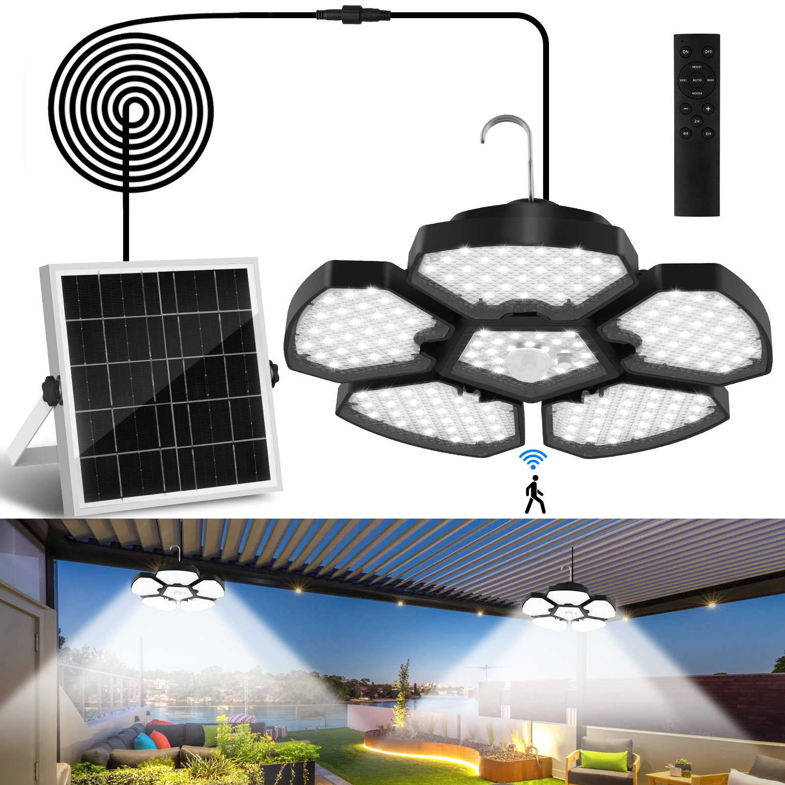 Outdoor Power For Gazebo - 156LEDS Solar Shed Light Solar Pendant