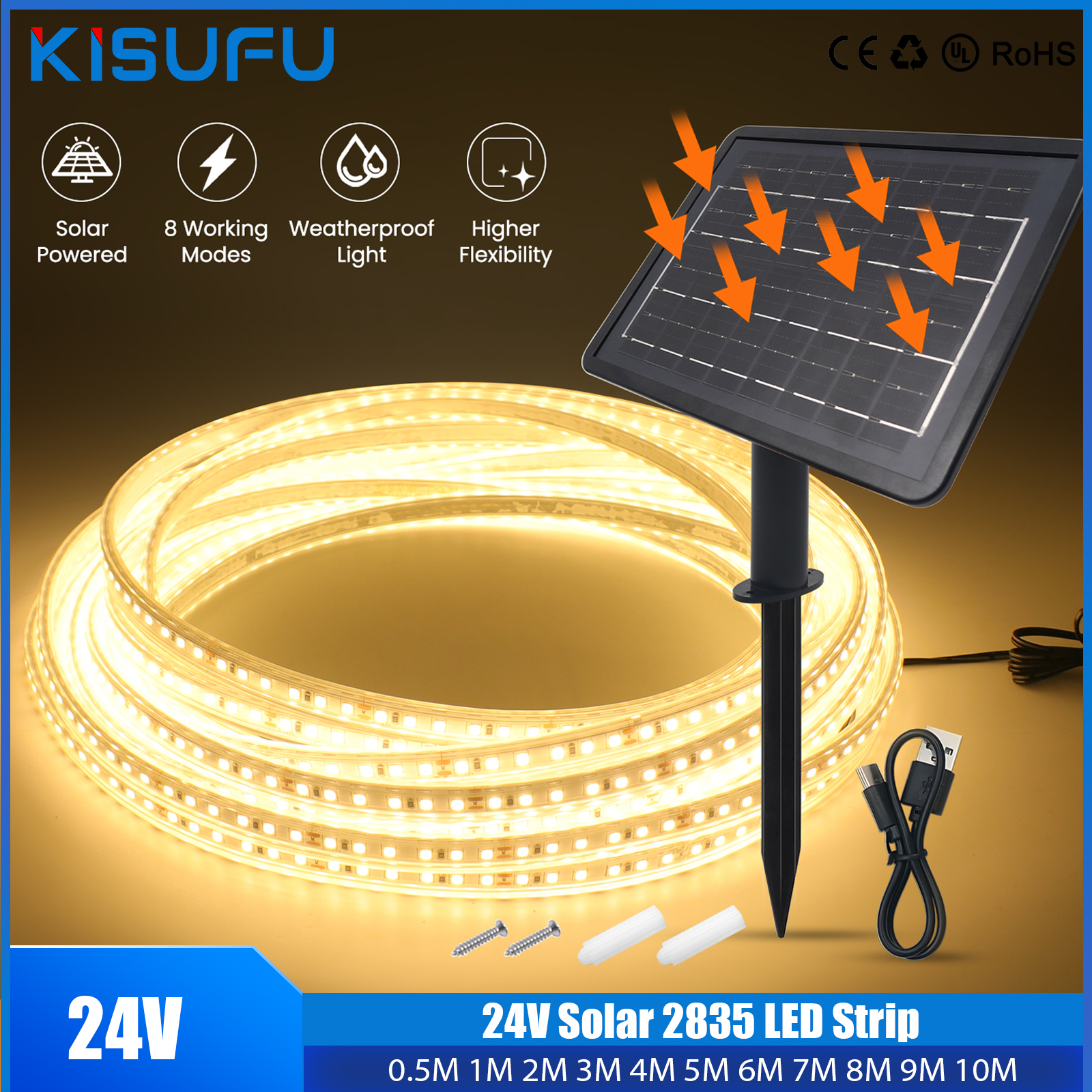 24V Solar LED Strip 2835 Dimma - Outdoor Power Strip ulasan dan harga