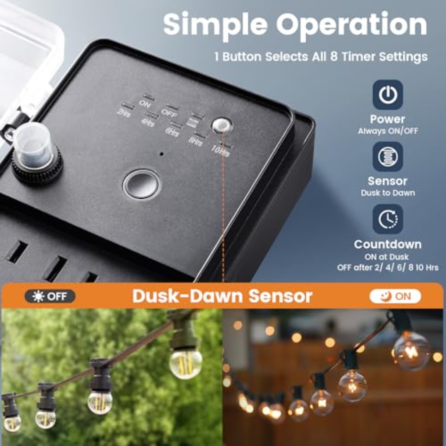 Outdoor Power Stake Dusk to Da - Outdoor Power With Timer ulasan dan harga