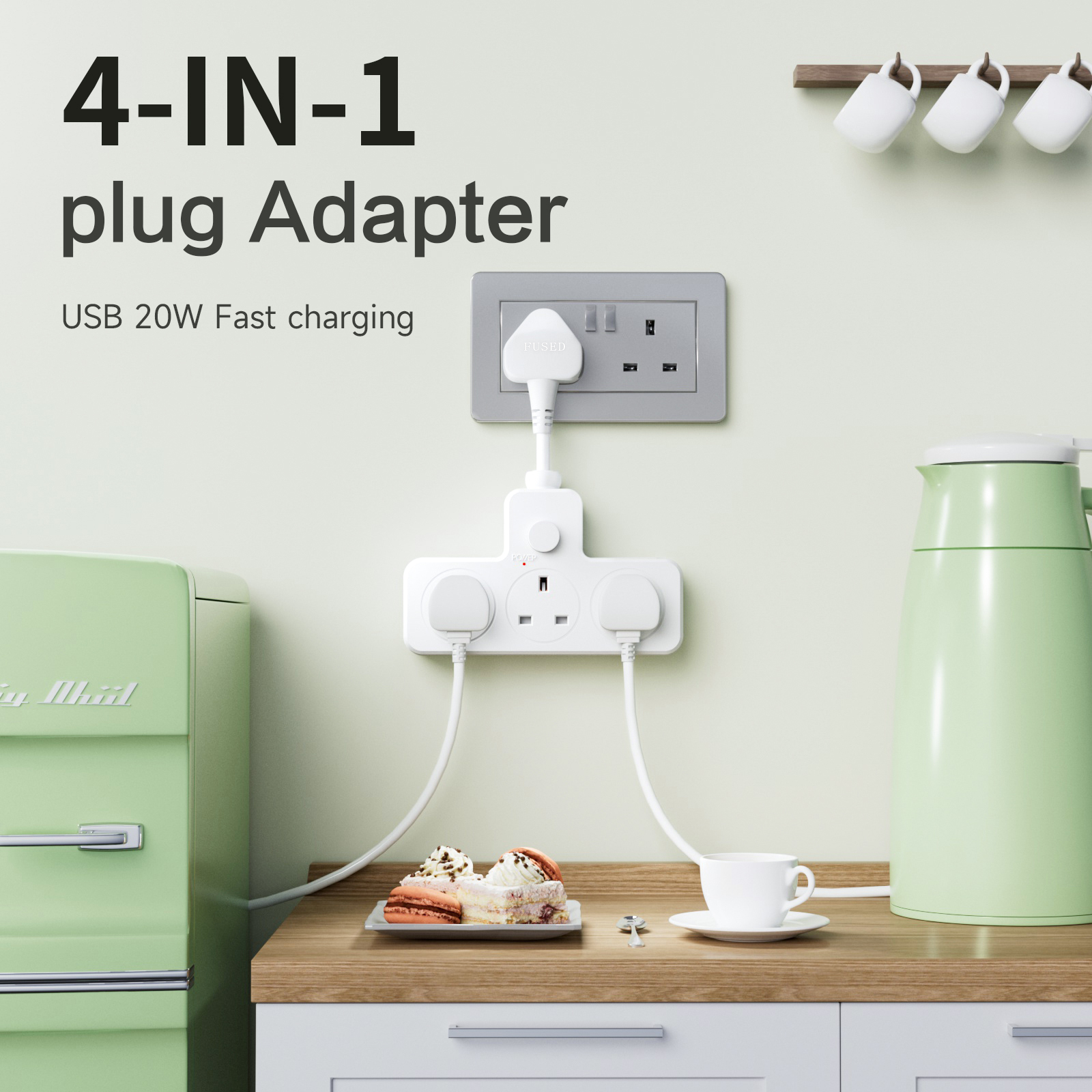 UK Power Plug Wall Outlet 13A  - Outdoor Power Strip ulasan dan harga