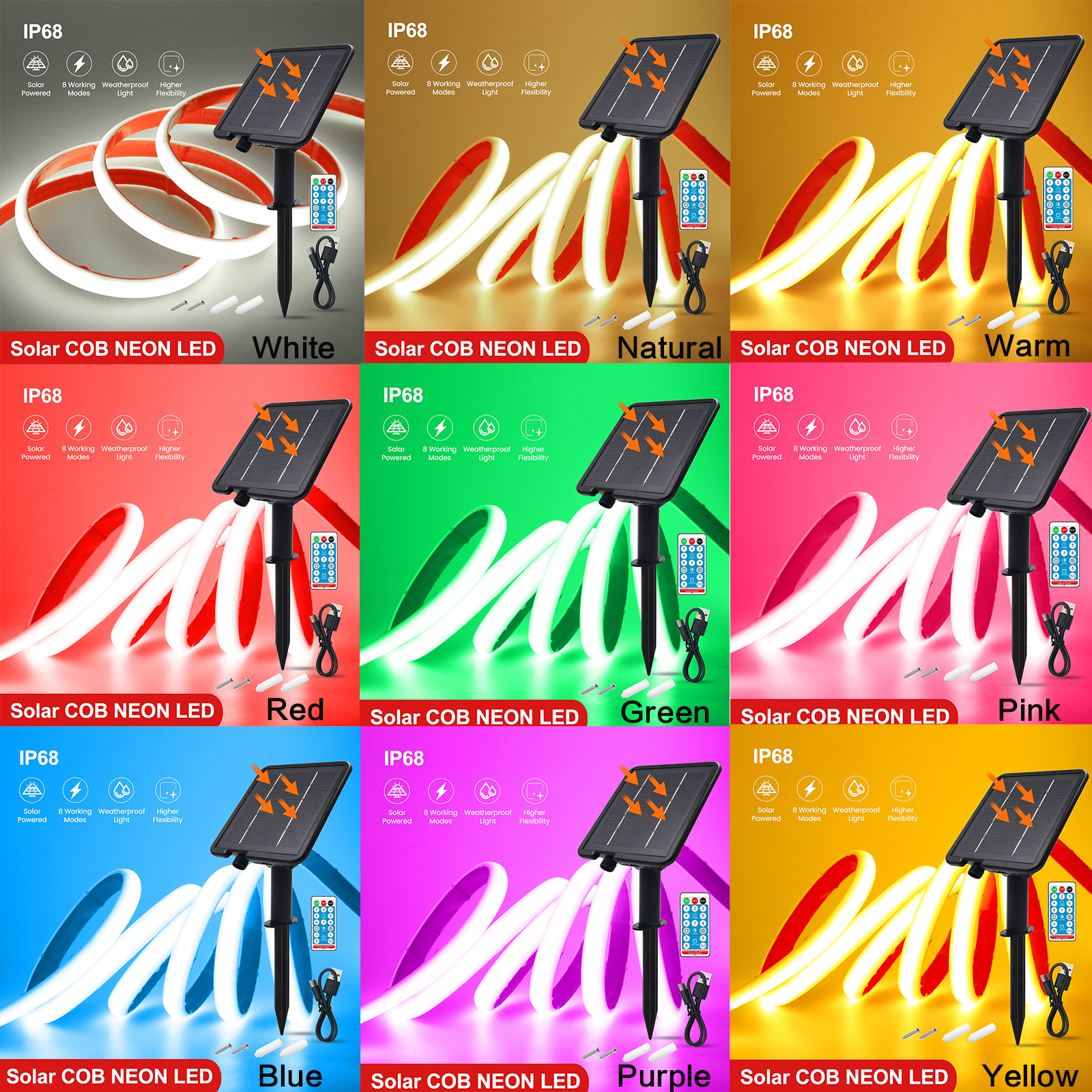 24V IP68 COB Solar Neon Light  - Outdoor Power Strip ulasan dan harga