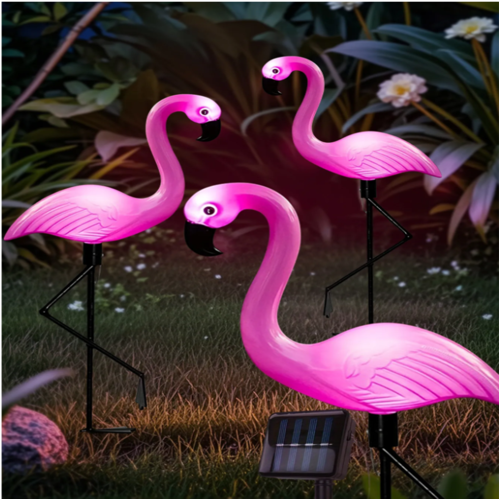 3Pcs Solar Powered Flamingo Gr - Outdoor Yard Power Stake ulasan dan harga