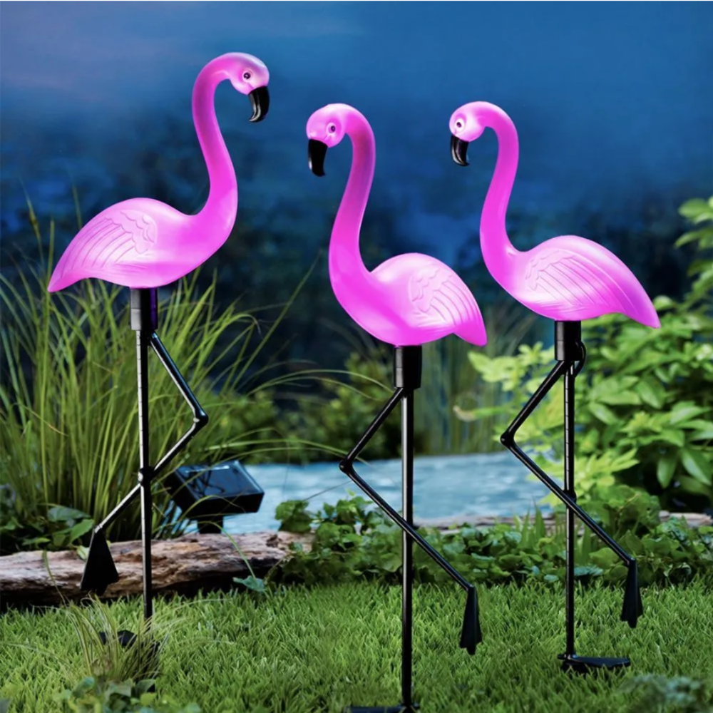 3Pcs Solar Powered Flamingo Gr - Outdoor Yard Power Stake ulasan dan harga