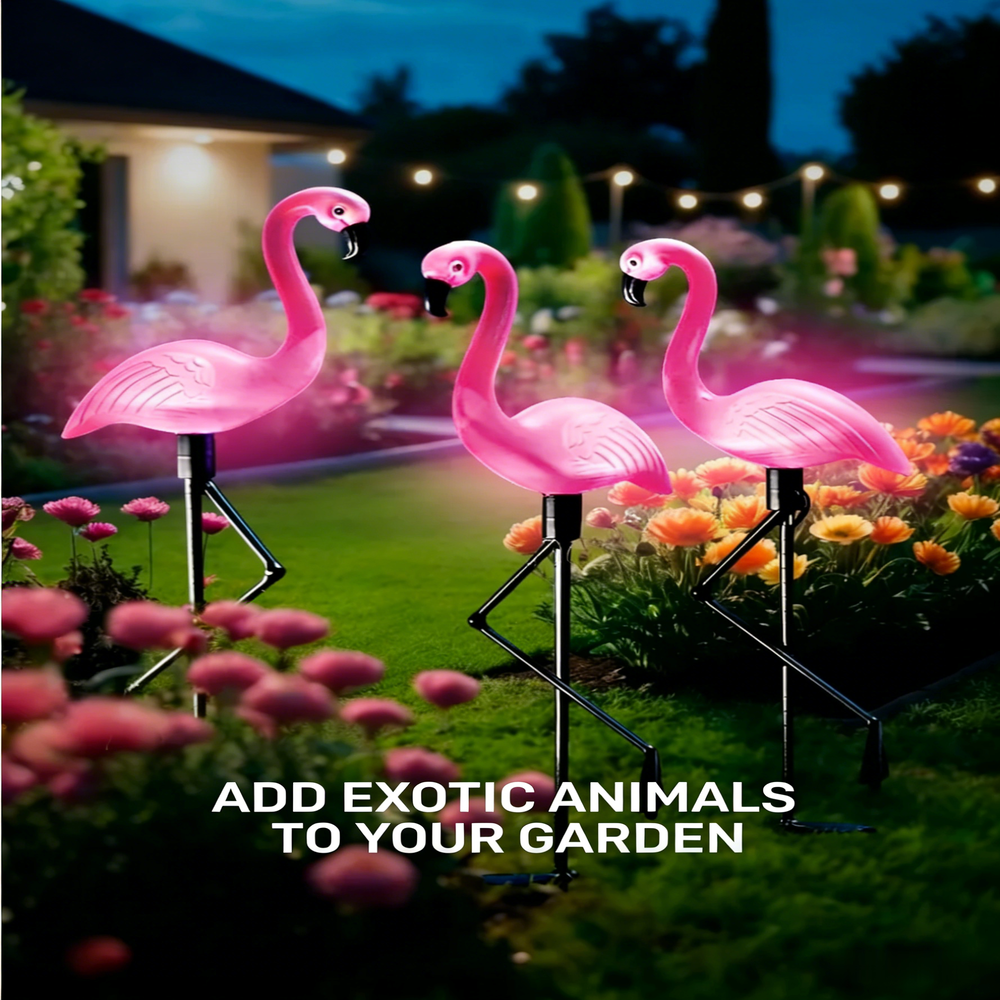 3Pcs Solar Powered Flamingo Gr - Outdoor Yard Power Stake ulasan dan harga