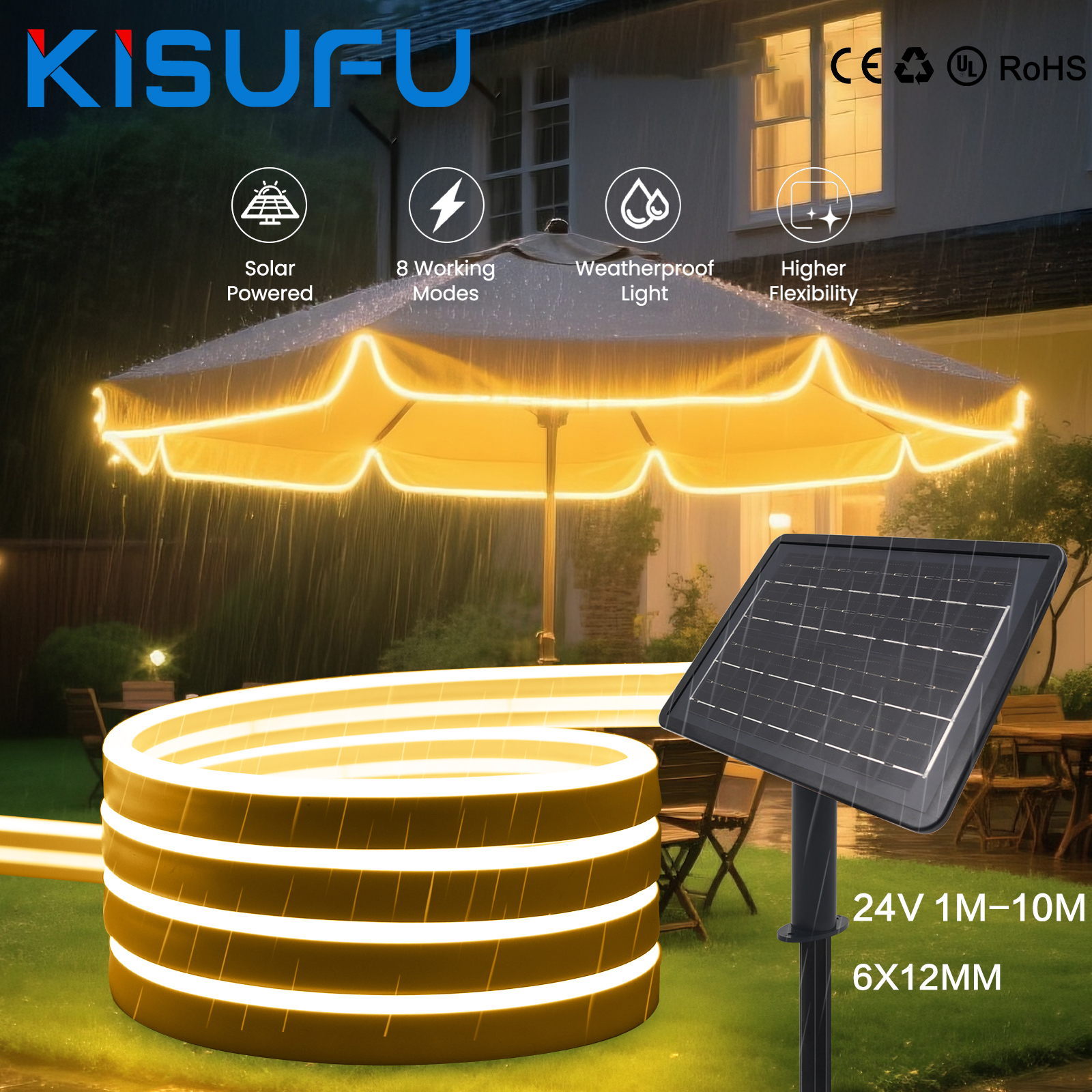 Newly 24V COB Solar Neon Light - Outdoor Power Strip ulasan dan harga