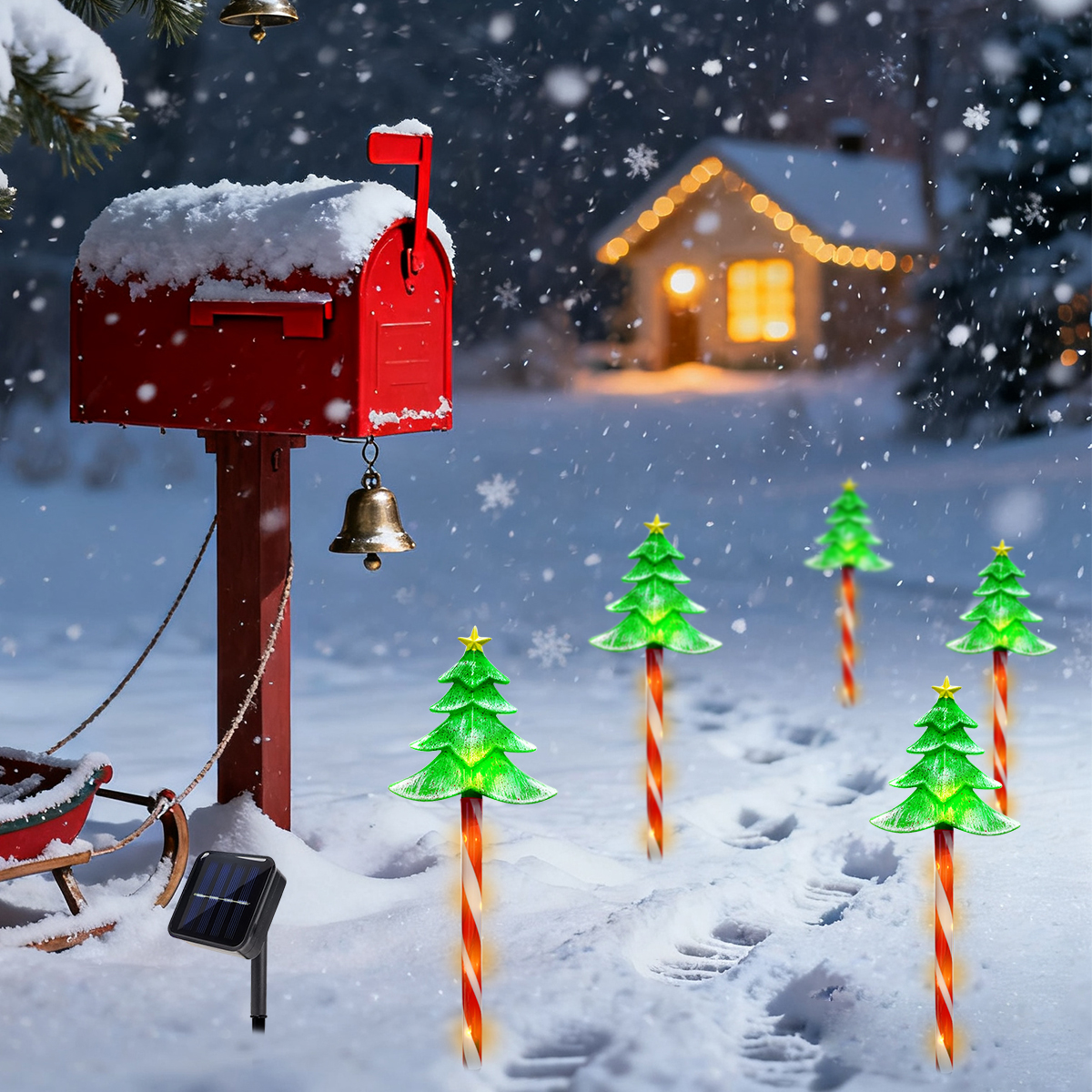 Pop 5pcs/set LED Xmas Tree Dec - Outdoor Yard Power Stake ulasan dan harga