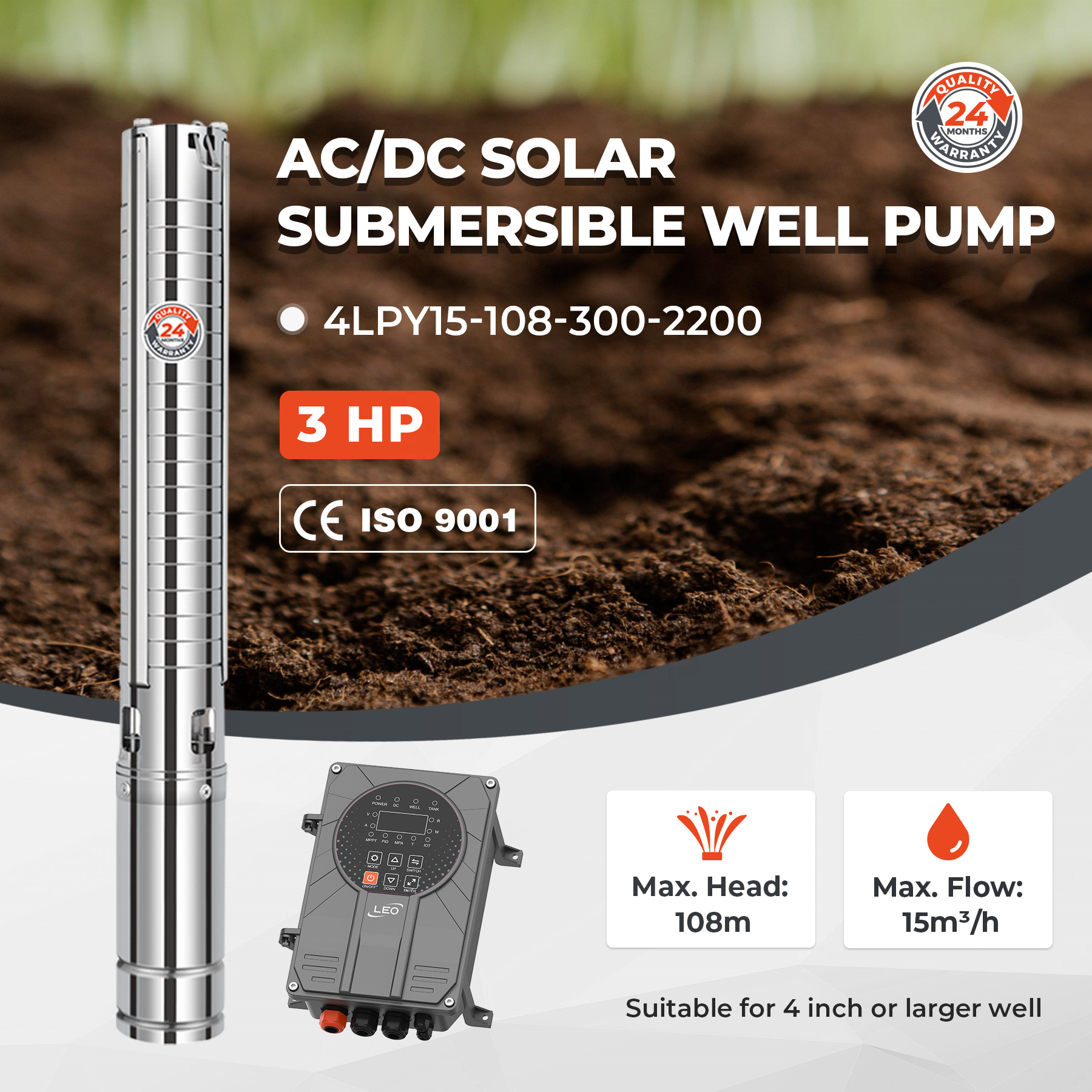 LEO LPY Solar 4inch 3HP 15m3/h - Water Pump Submersible ulasan dan harga