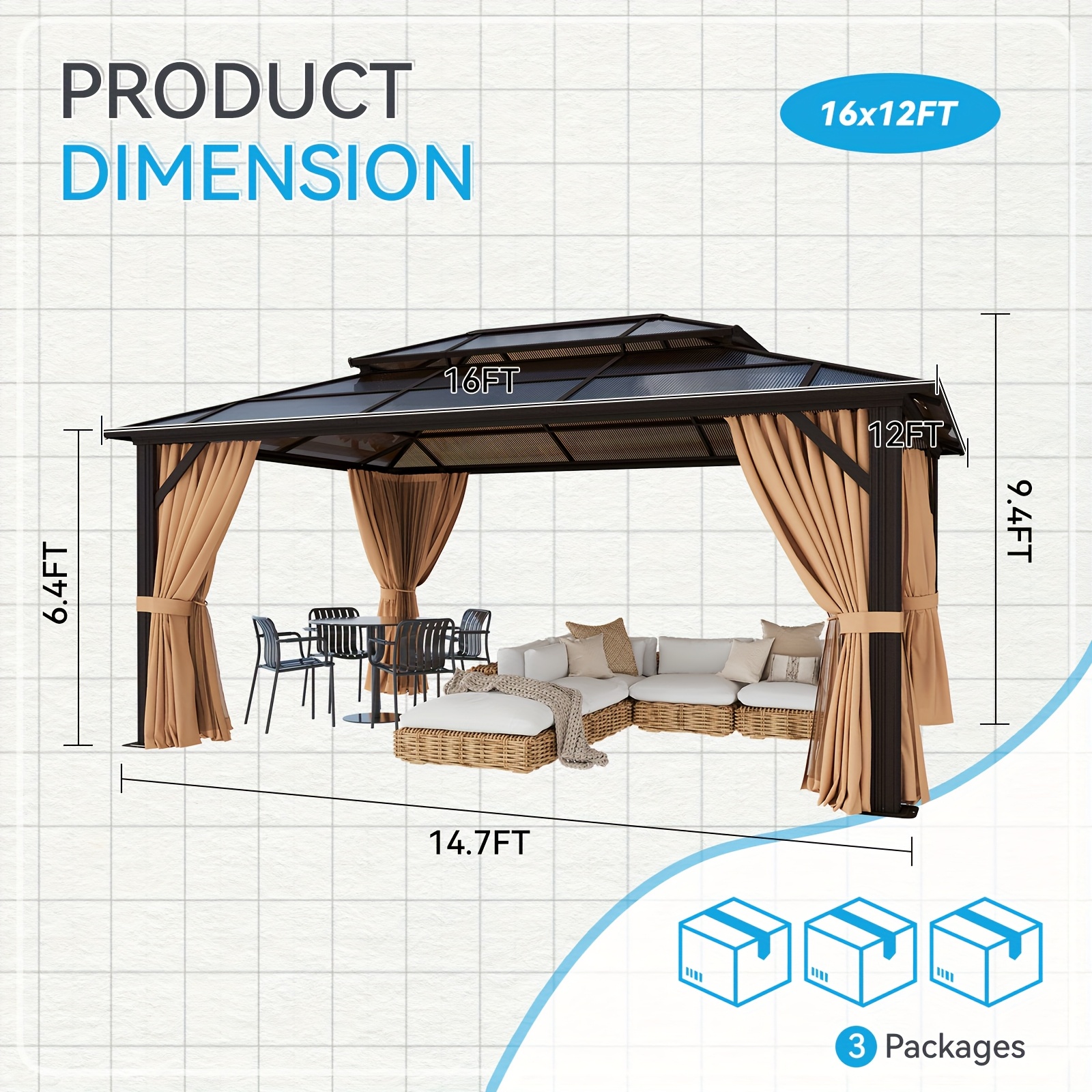 20'x13'/16'x12'/12'x10' Hardto - Outdoor Power For Gazebo ulasan dan harga