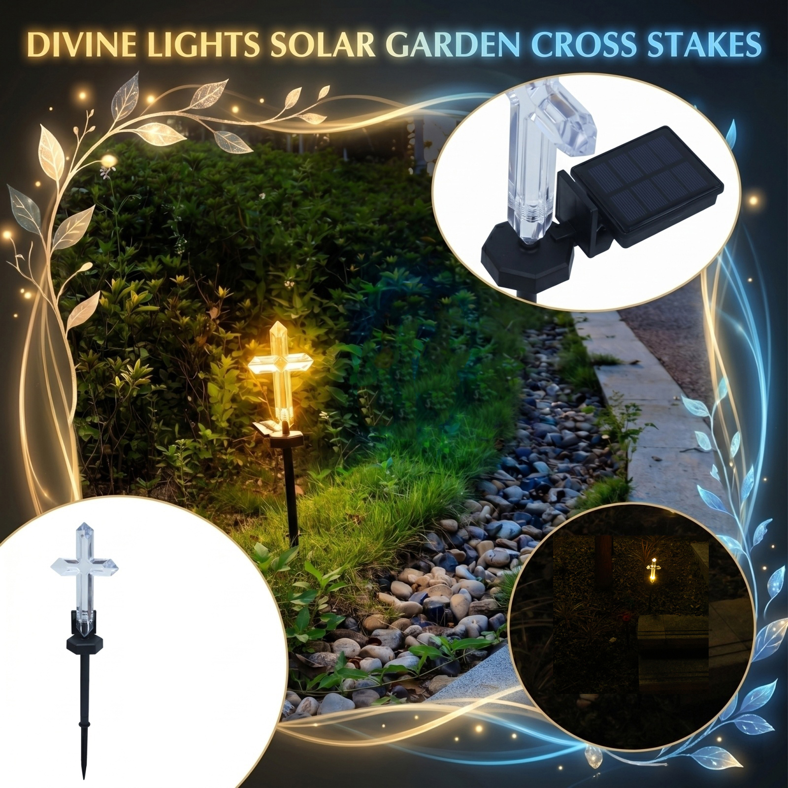 Solar-powered Cross Garden Sta - Outdoor Yard Power Stake ulasan dan harga