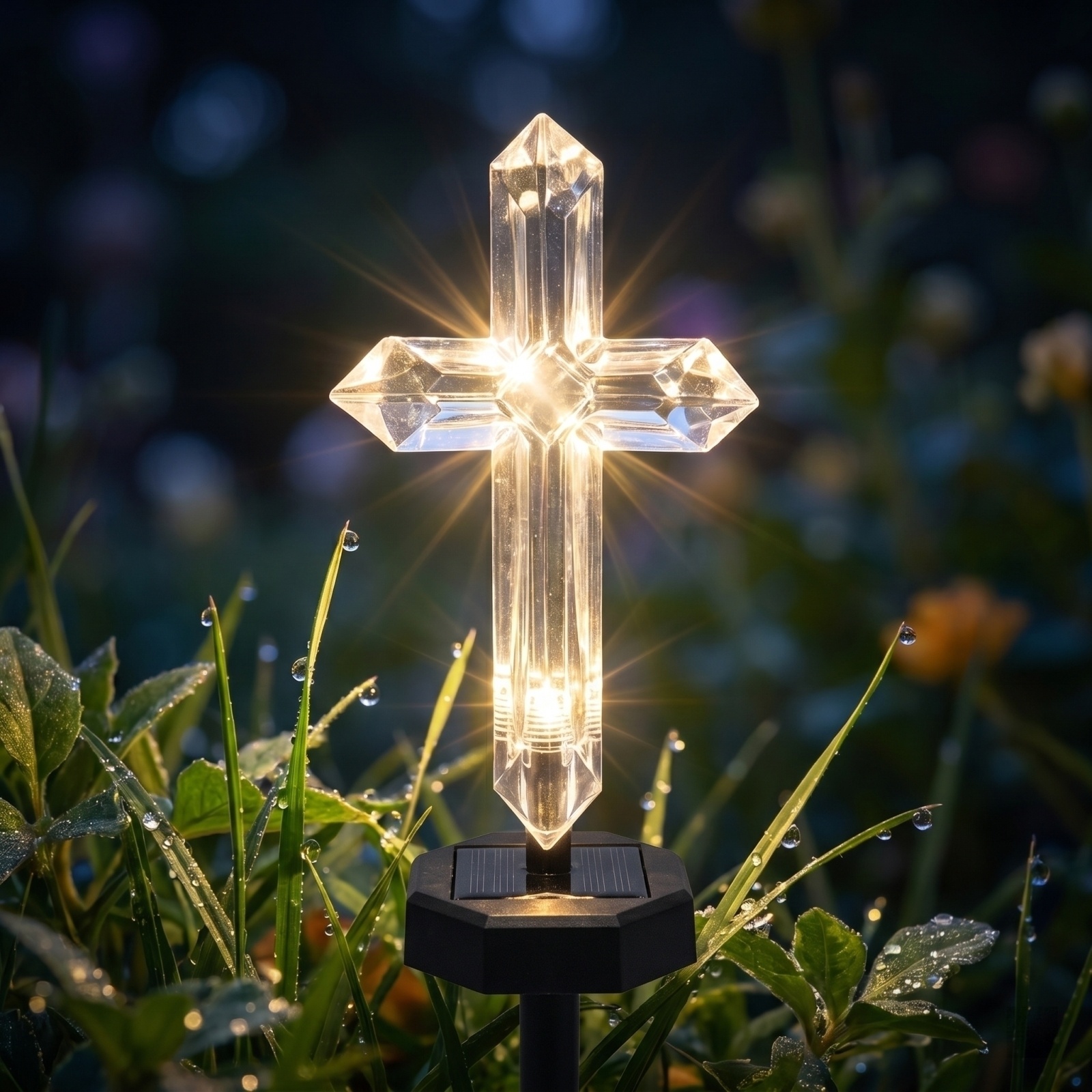 Solar-powered Cross Garden Sta - Outdoor Yard Power Stake ulasan dan harga