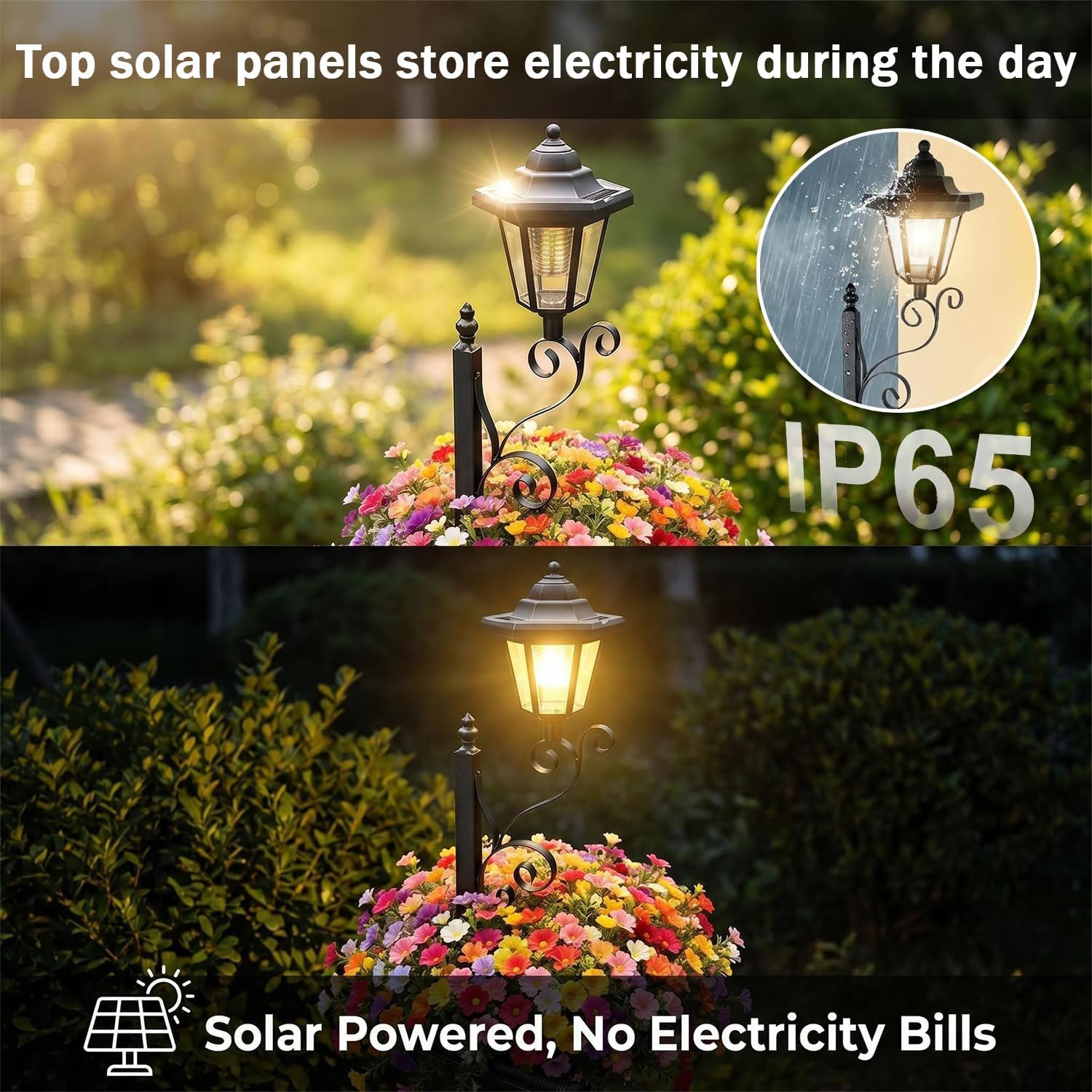 Solar Powered Lamppost Planter - Outdoor Yard Power Stake ulasan dan harga