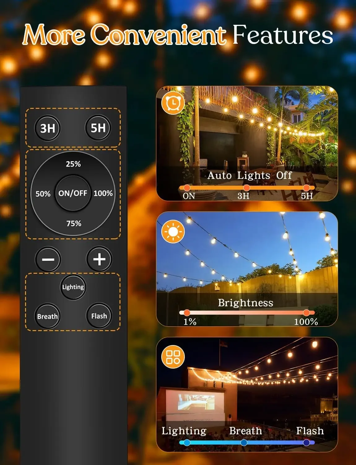 Solar Outdoor String Lights Re - Outdoor Power With Timer ulasan dan harga