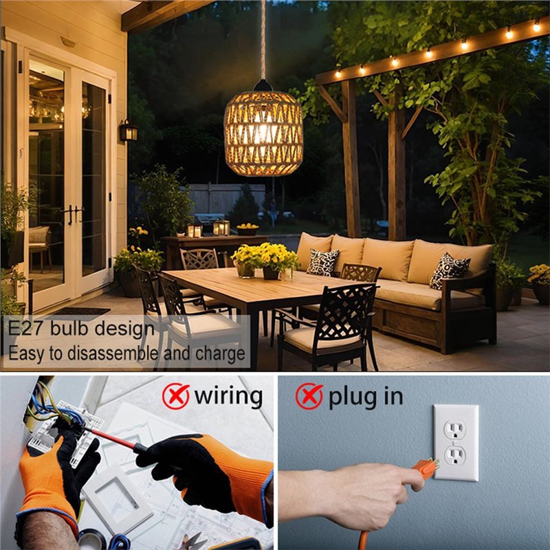 EYFL-Woven Rattan Pendant Batt - Outdoor Power For Gazebo ulasan dan harga